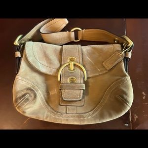 Coach Small Suede Purse with Gold Hardware